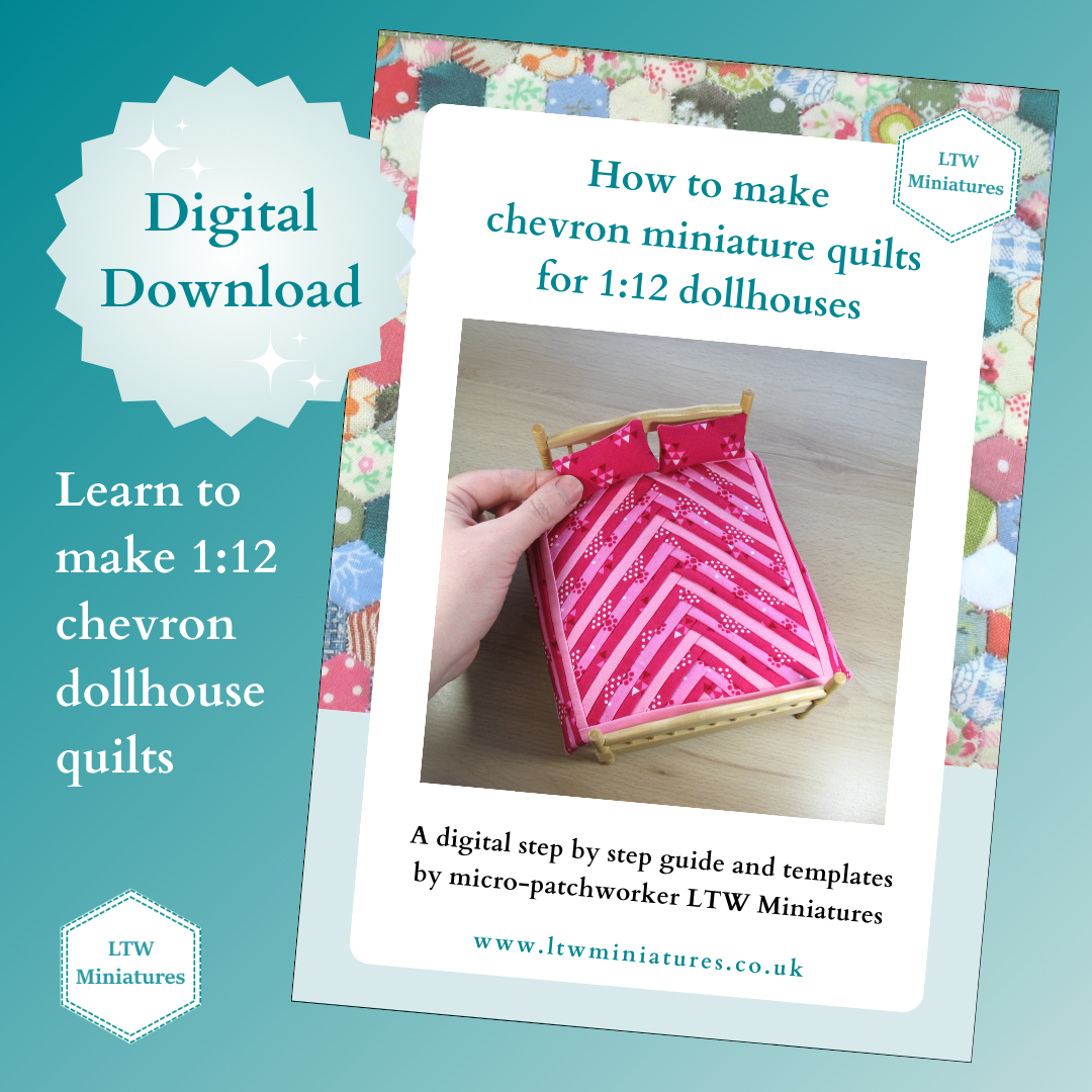 Digital Download Tutorial to Make Your Own 1:12 Dollhouse Chevron Quilt