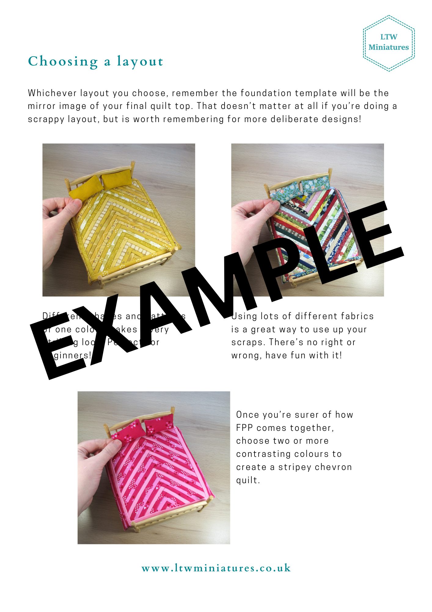 Digital Download Tutorial to Make Your Own 1:12 Dollhouse Chevron Quilt