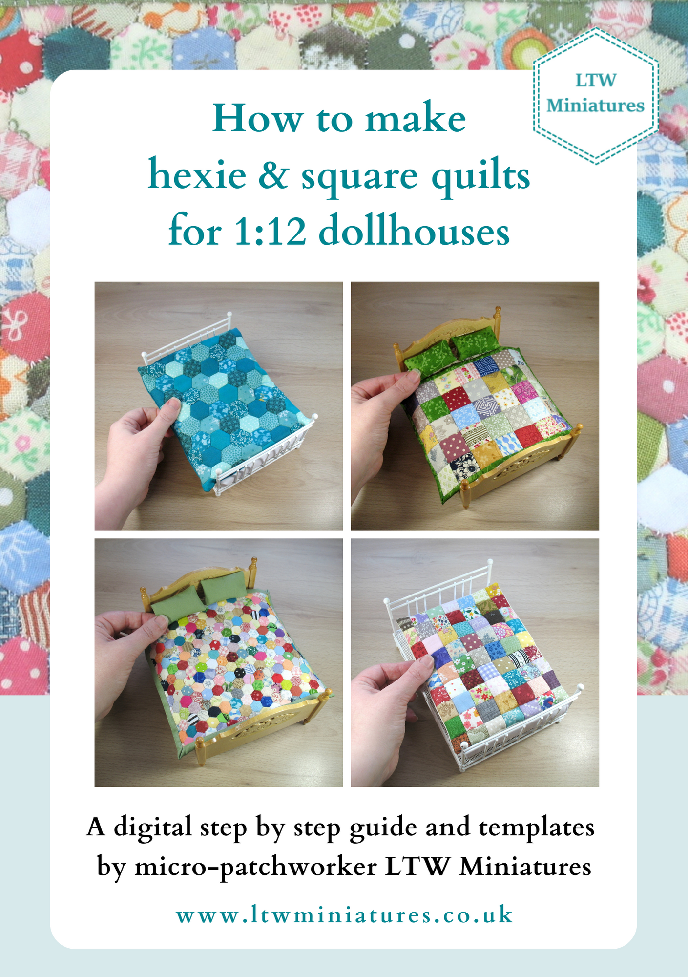 Digital Download Tutorial to Make Your Own 1:12 Dollhouse Quilt SQUARES & HEXIES bundle
