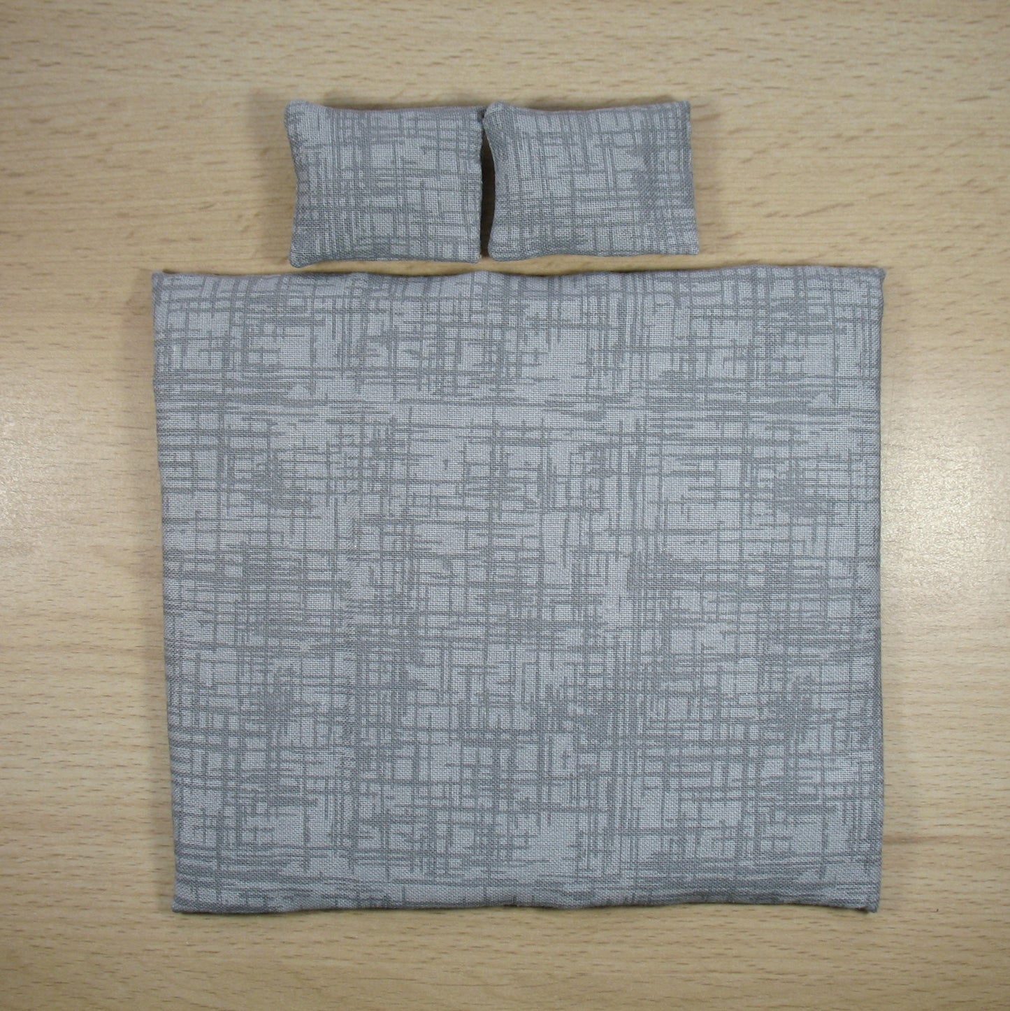 Grey Flowers Single Quilt and Pillows for 1:12 Dollhouse