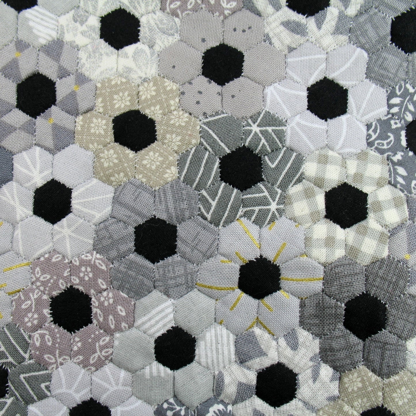 Grey Flowers Single Quilt and Pillows for 1:12 Dollhouse