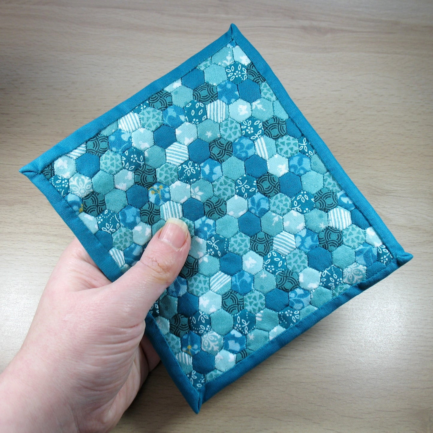 Turquoise Single Quilt and Pillows for 1:12 Dollhouse