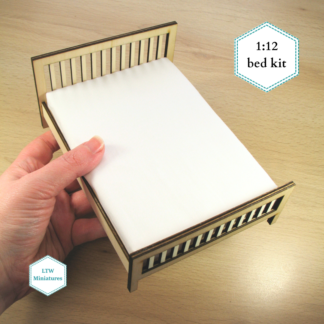 Dollhouse bed kit - slats bed double