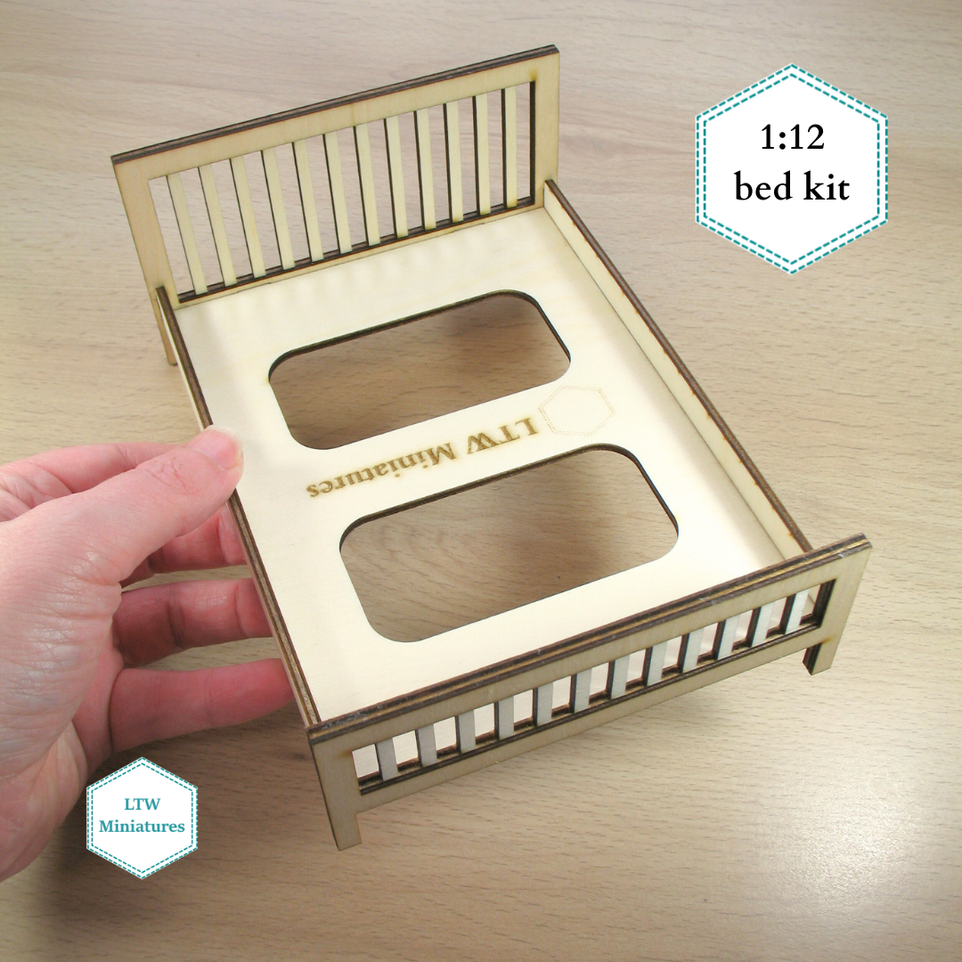 Dollhouse bed kit - slats bed double