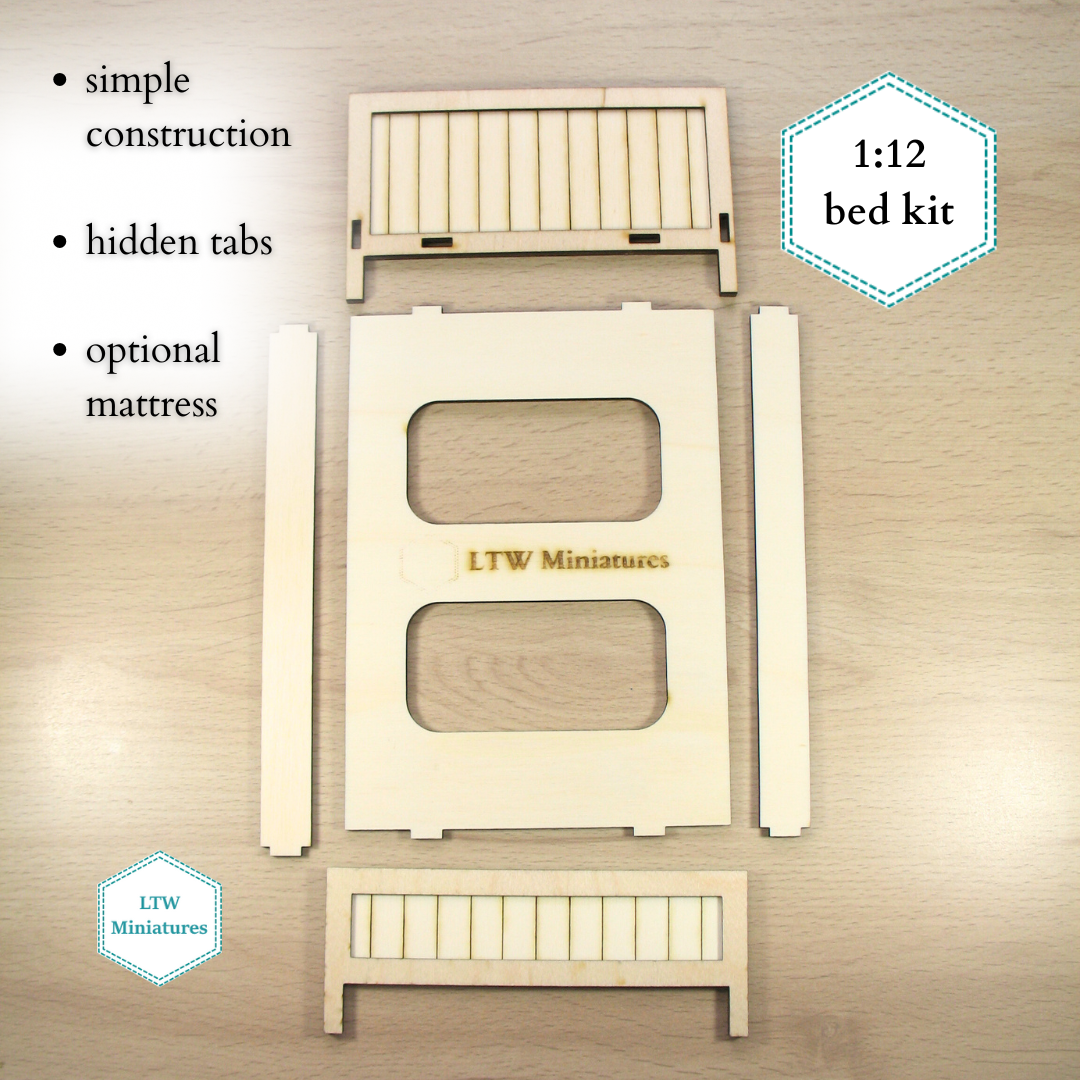 Dollhouse bed kit - panel bed double