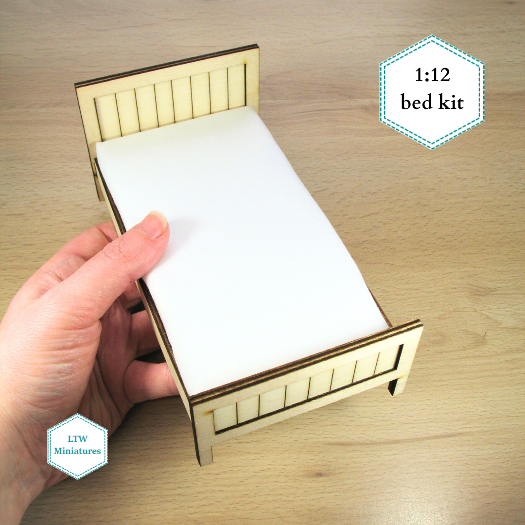 Dollhouse bed kit - panel bed single