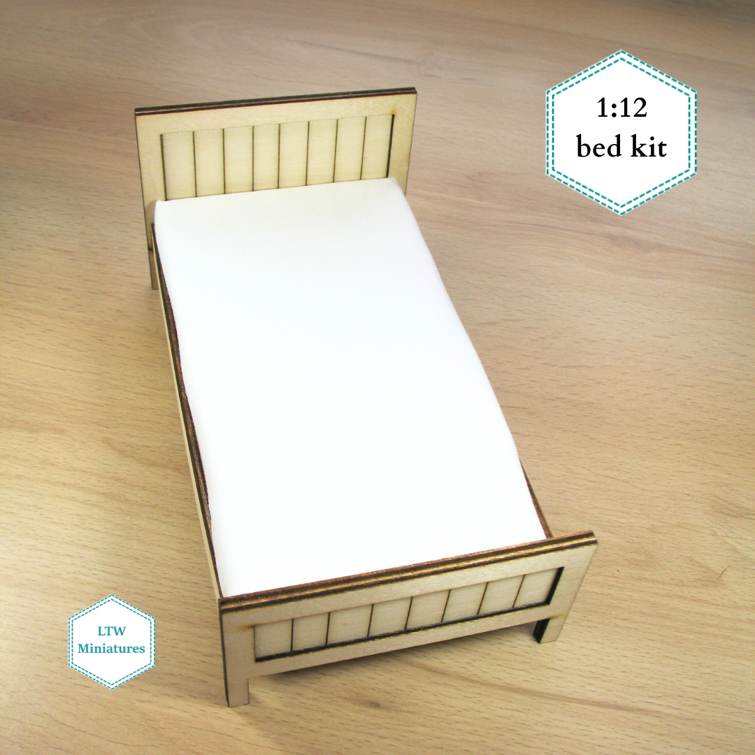 Dollhouse bed kit - panel bed single