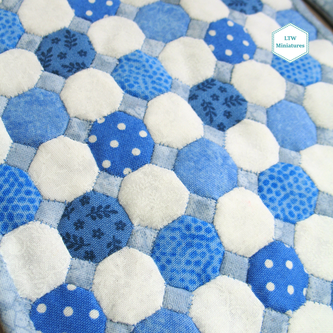 Blue and White Dollhouse Miniature Quilt - 1:12 Scale