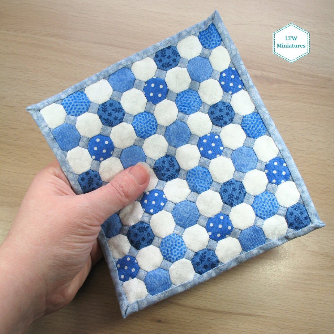 Blue and White Dollhouse Miniature Quilt - 1:12 Scale
