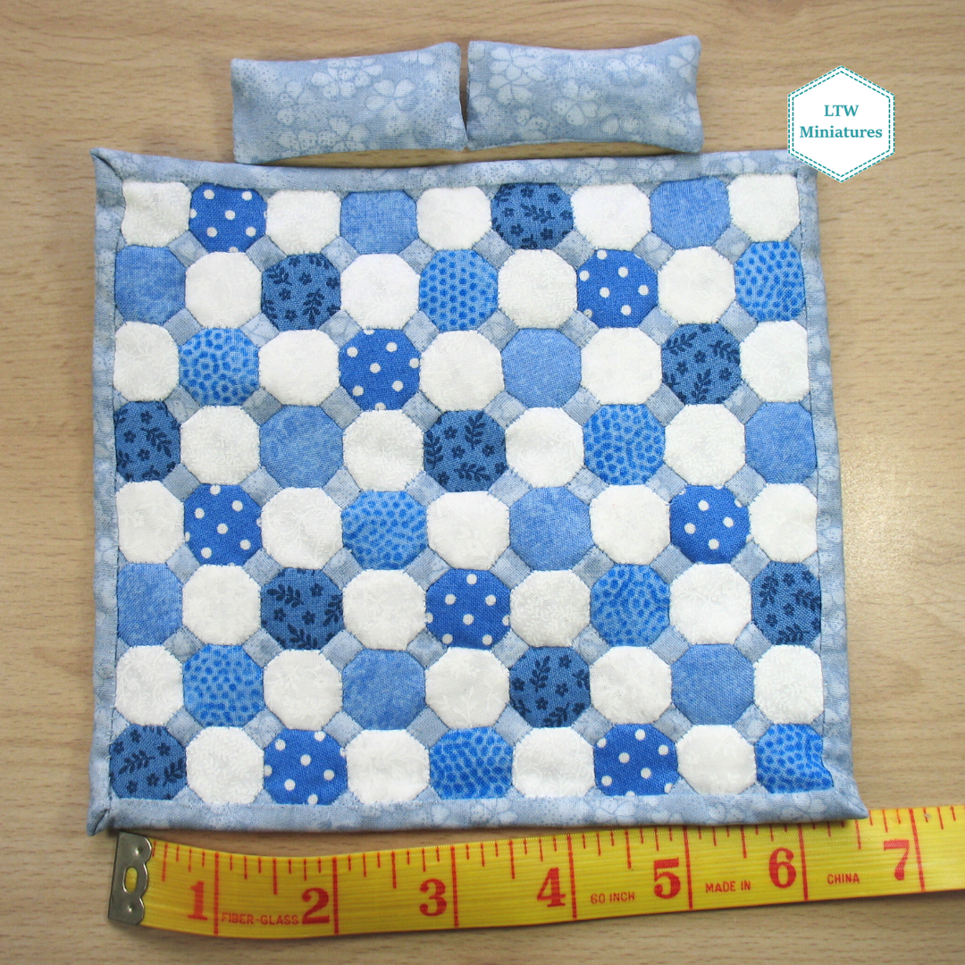 Blue and White Dollhouse Miniature Quilt - 1:12 Scale
