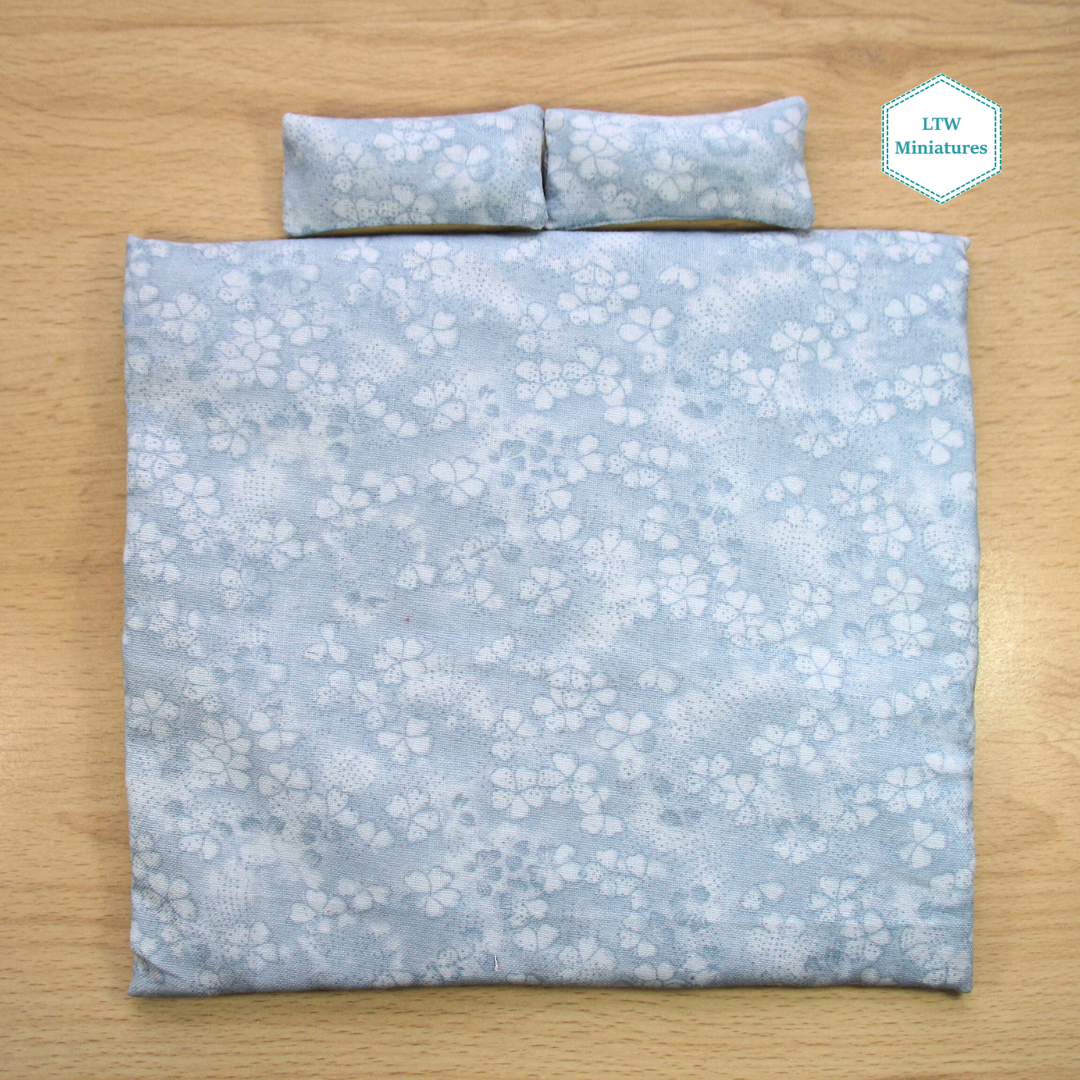 Blue and White Dollhouse Miniature Quilt - 1:12 Scale
