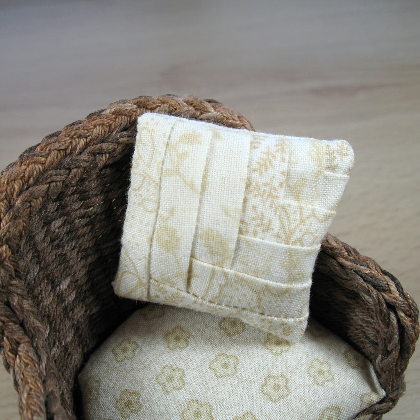 Cream and Caramel Patchwork Cushion