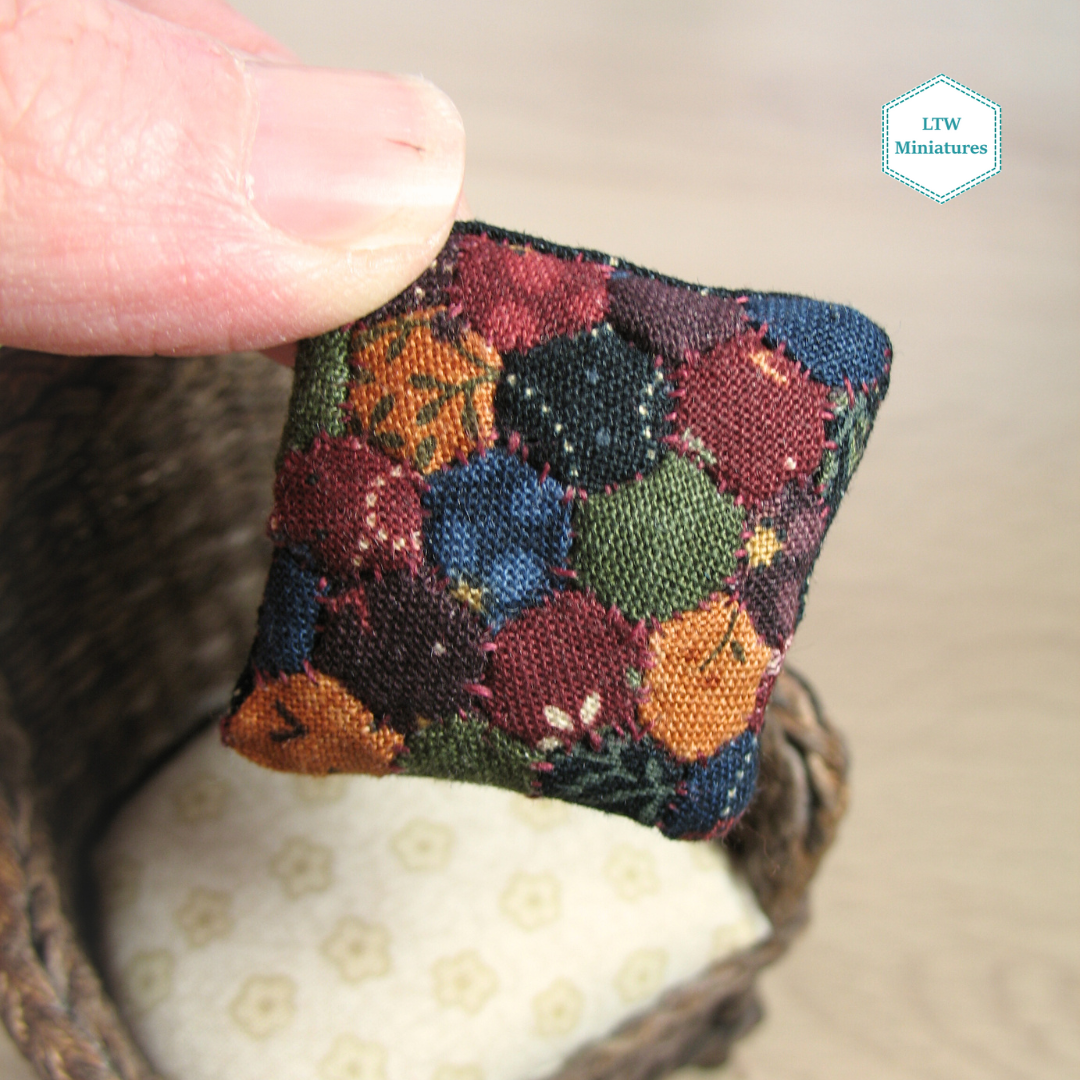 Dark Micro Hexie Patchwork Cushion