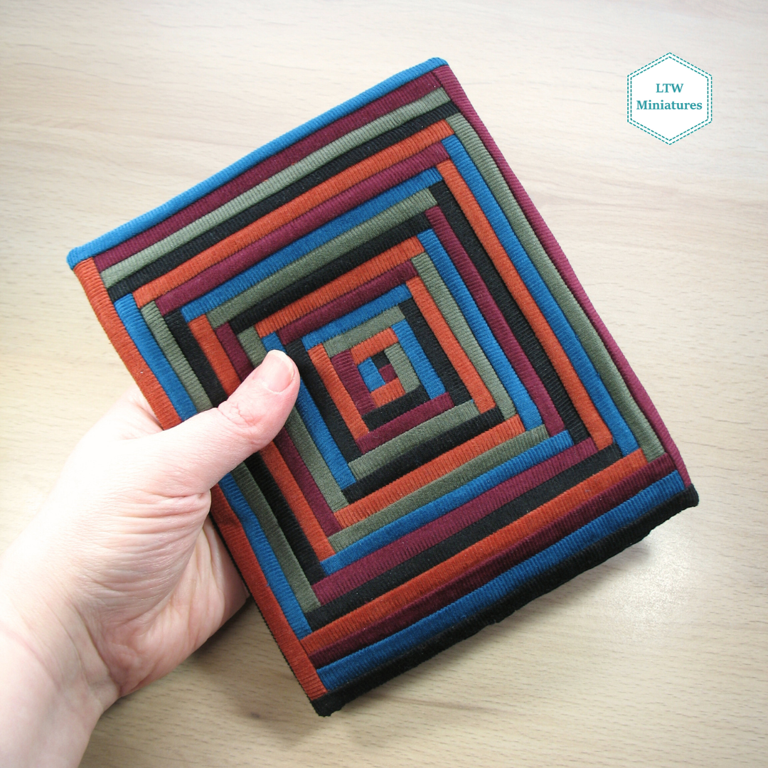 Dark Corduroy Log Cabin Quilt and Pillows for 1:12 Dollhouse