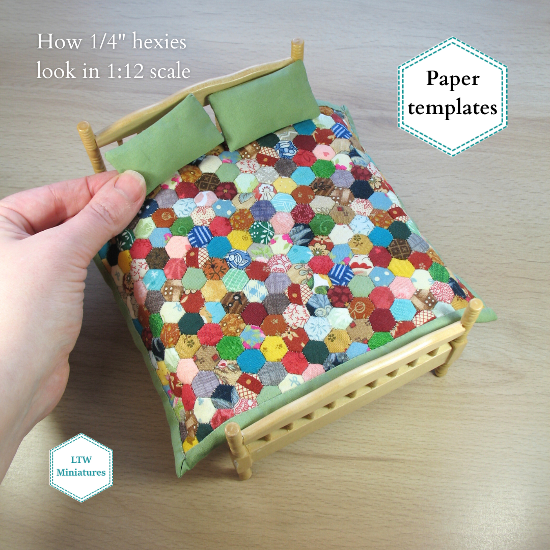 HEXAGON English paper piecing templates for making dollhouse quilts