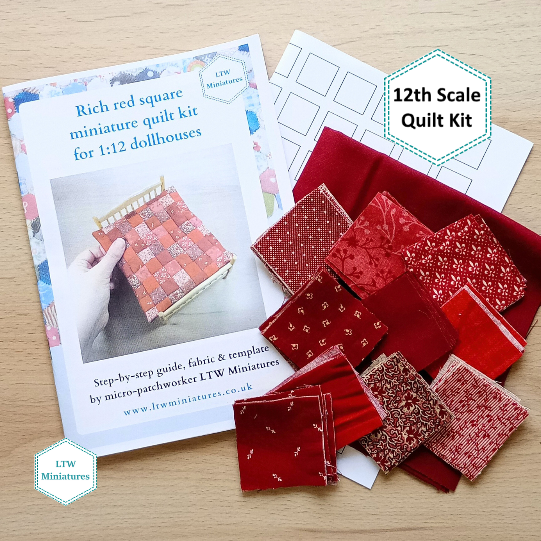 Red Squares 1:12 Dollhouse Quilt Kit