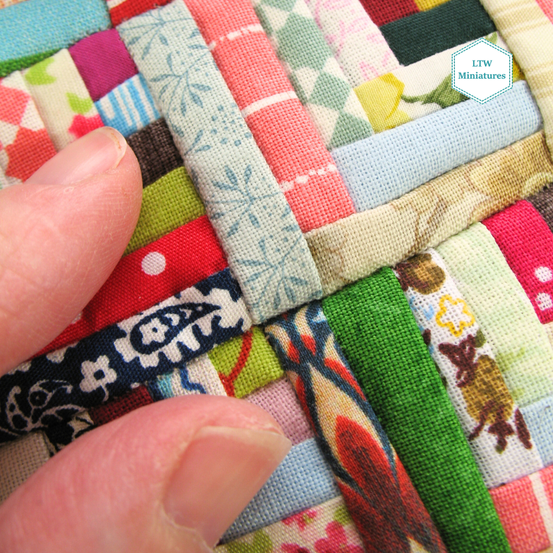 Scrappy Log Cabin Single Quilt and Pillows for 1:12 Dollhouse
