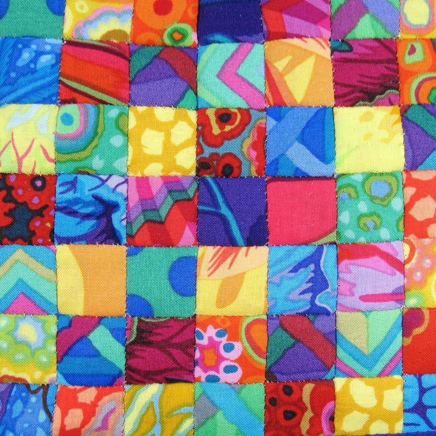Bright Rainbow Squares Double Quilt and Pillows for 1:12 Dollhouse