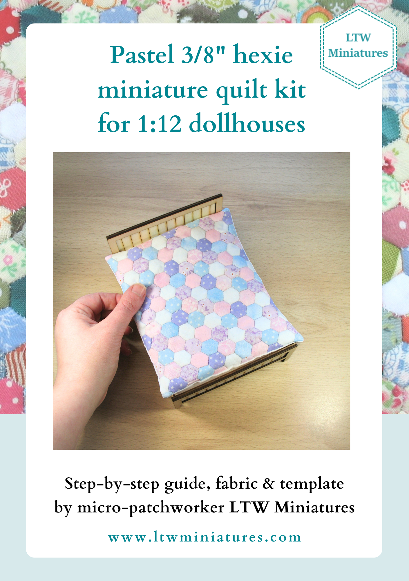 Pastel 3/8" Hexies 1:12 Quilt Kit