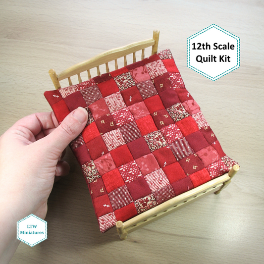 Red Squares 1:12 Dollhouse Quilt Kit
