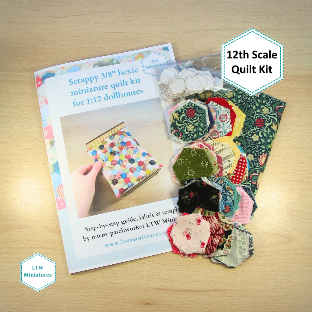 Scrappy 3/8" Hexies 1:12 Quilt Kit