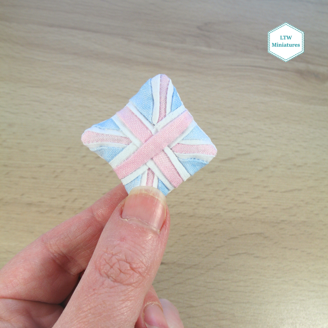 Pastel Union Jack Quilt and Pillows for 1:12 Dollhouse