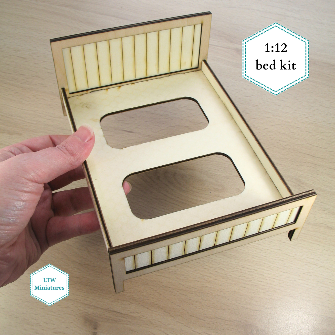 Dollhouse bed kit - panel bed double