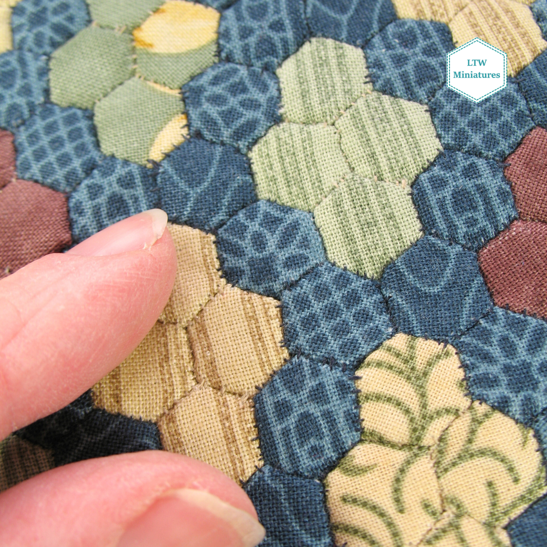 Blue Diamond Hexies Single Quilt and Pillows for 1:12 Dollhouse