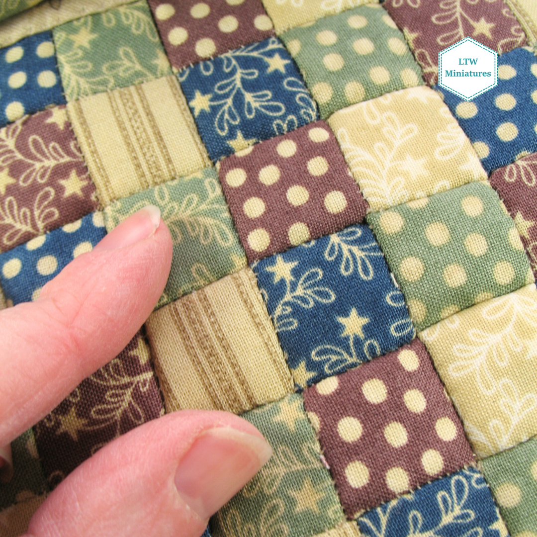 Cosy Beige, Blue, Green, Purple Double Quilt and Pillows for 1:12 Dollhouse