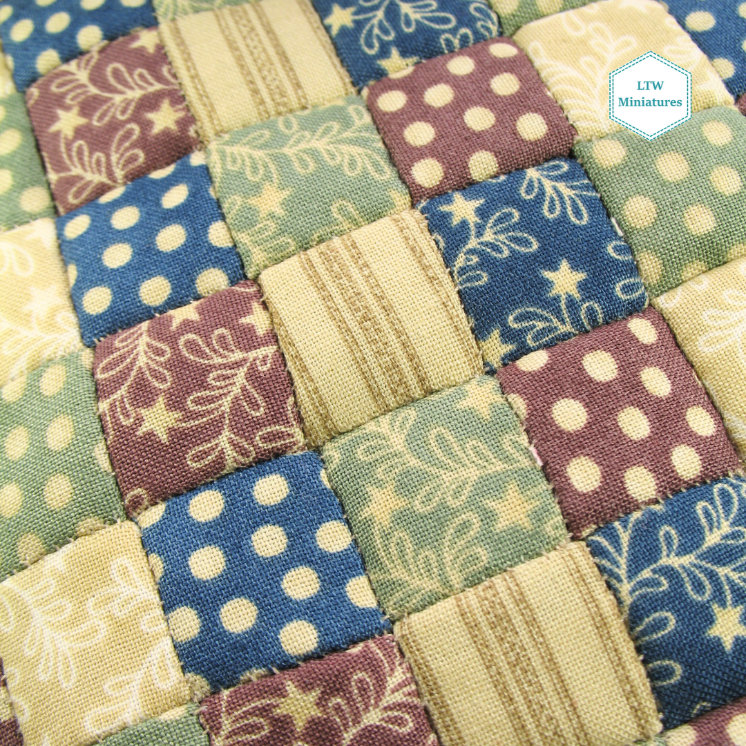Cosy Beige, Blue, Green, Purple Double Quilt and Pillows for 1:12 Dollhouse