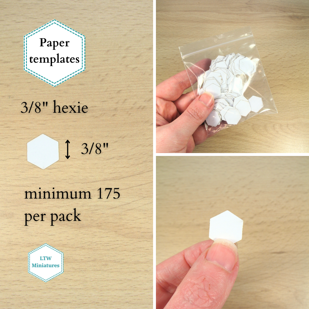 HEXAGON English paper piecing templates for making dollhouse quilts