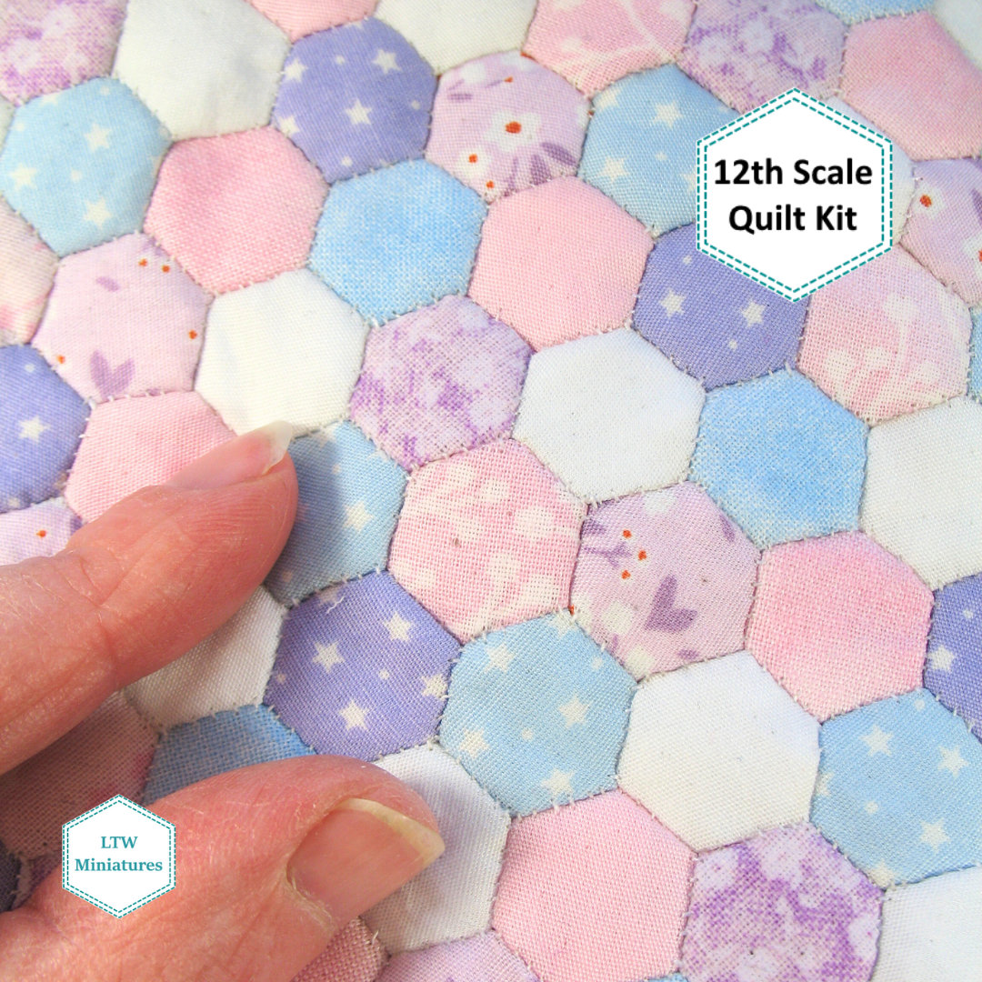 Pastel 3/8" Hexies 1:12 Quilt Kit