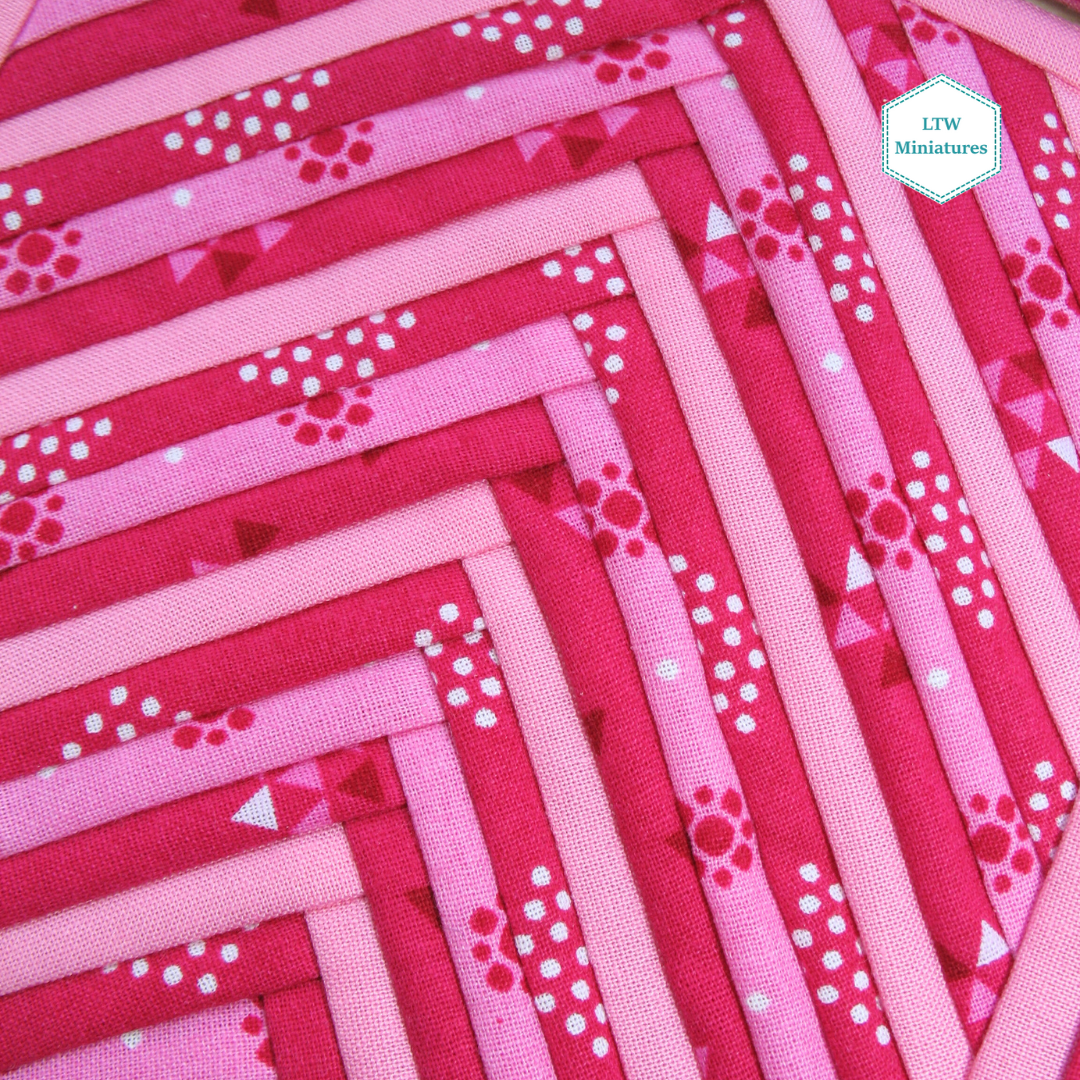 Pink Chevron Dollhouse Miniature Quilt - 1:12 Scale