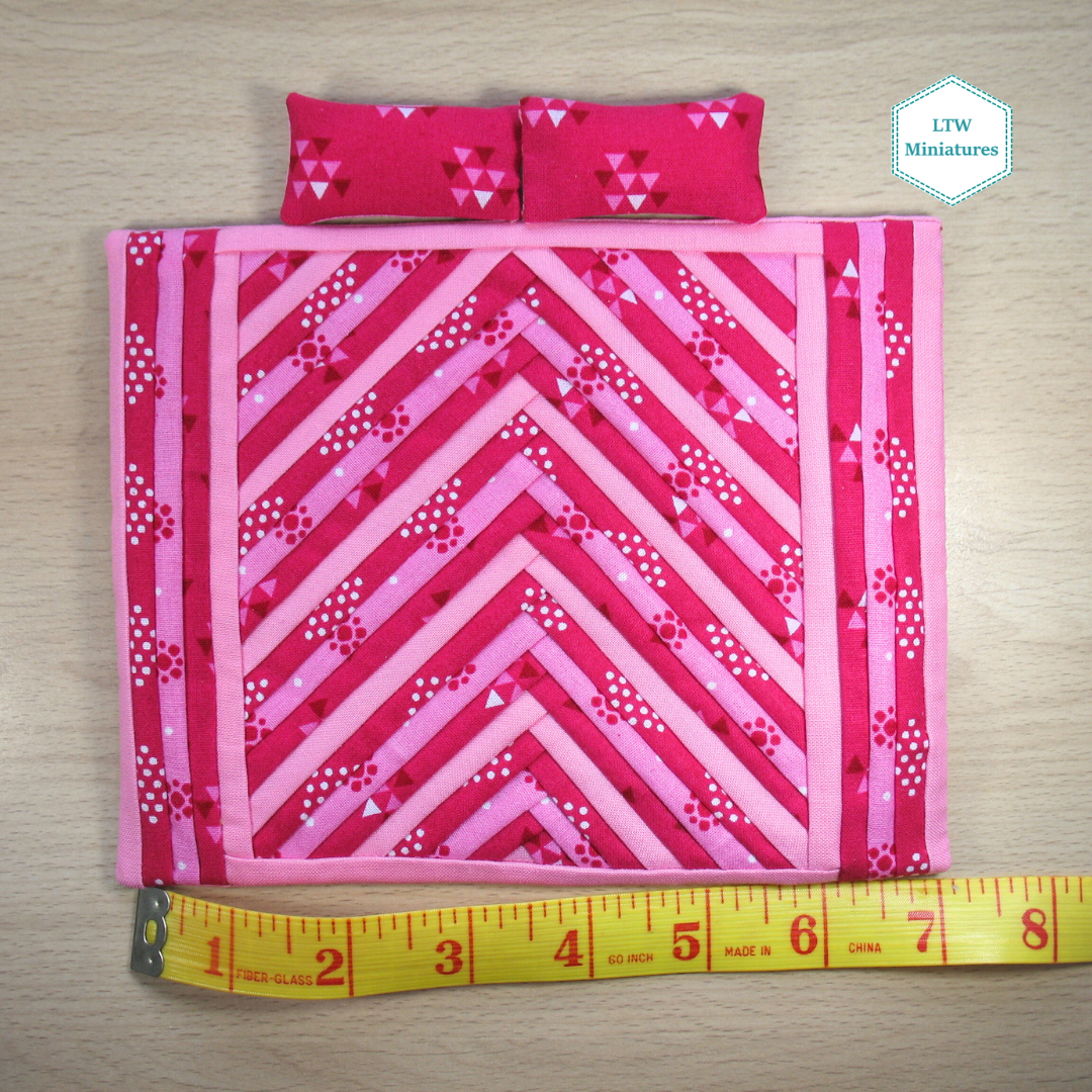 Pink Chevron Dollhouse Miniature Quilt - 1:12 Scale