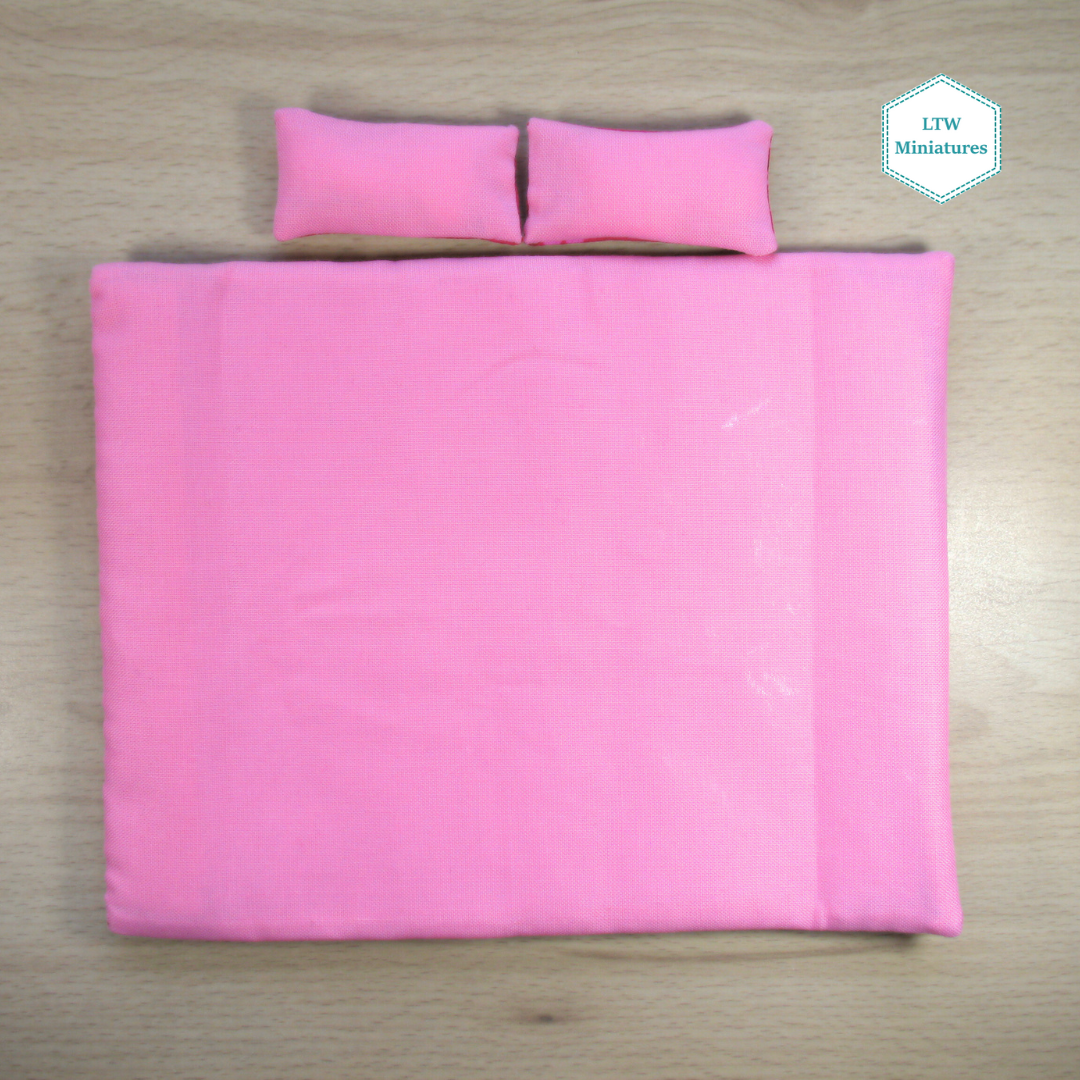 Pink Chevron Dollhouse Miniature Quilt - 1:12 Scale