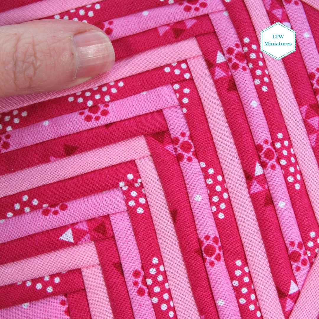 Pink Chevron Dollhouse Miniature Quilt - 1:12 Scale