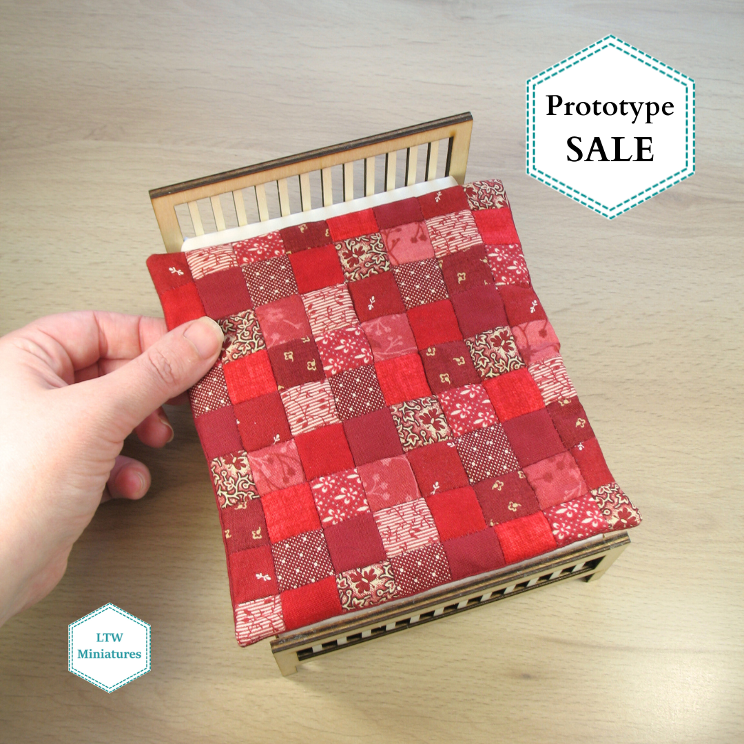 Prototype SALE - Red Squares Dollhouse Quilt