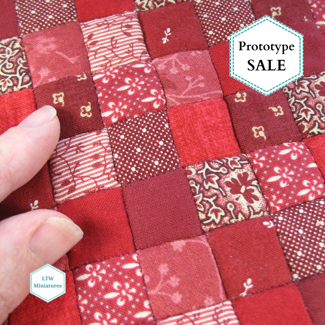 Prototype SALE - Red Squares Dollhouse Quilt