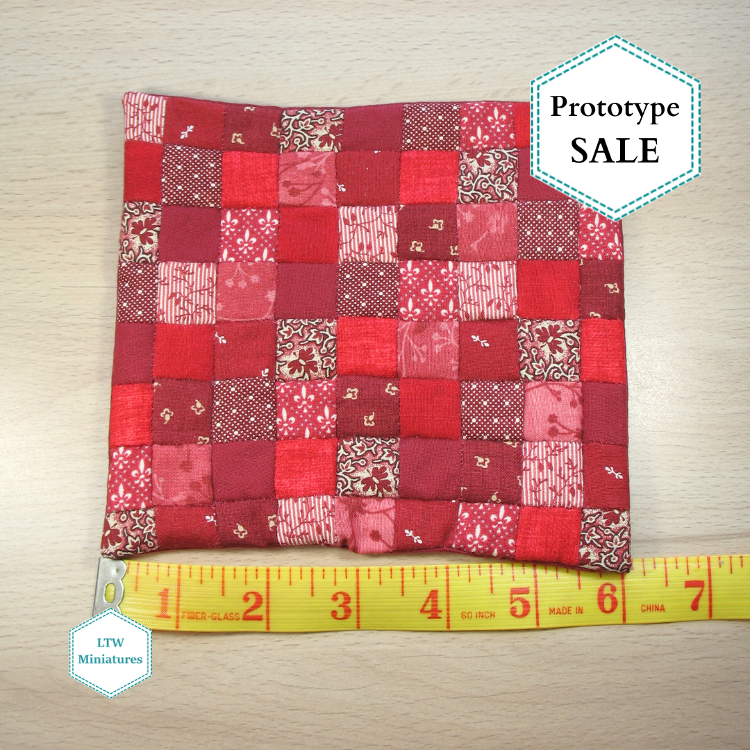 Prototype SALE - Red Squares Dollhouse Quilt