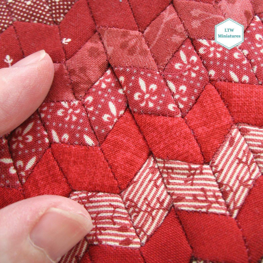 Red Zigzag Single Quilt and Pillows for 1:12 Dollhouse