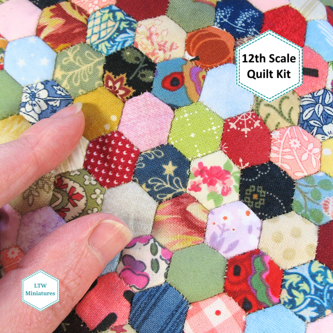 Scrappy 3/8" Hexies 1:12 Quilt Kit