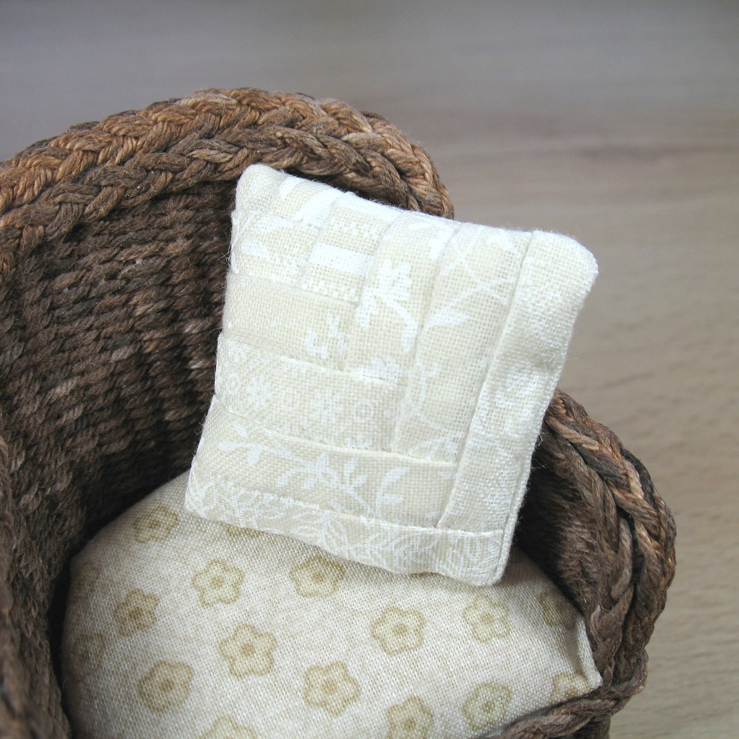 Cream and White Patchwork Cushion
