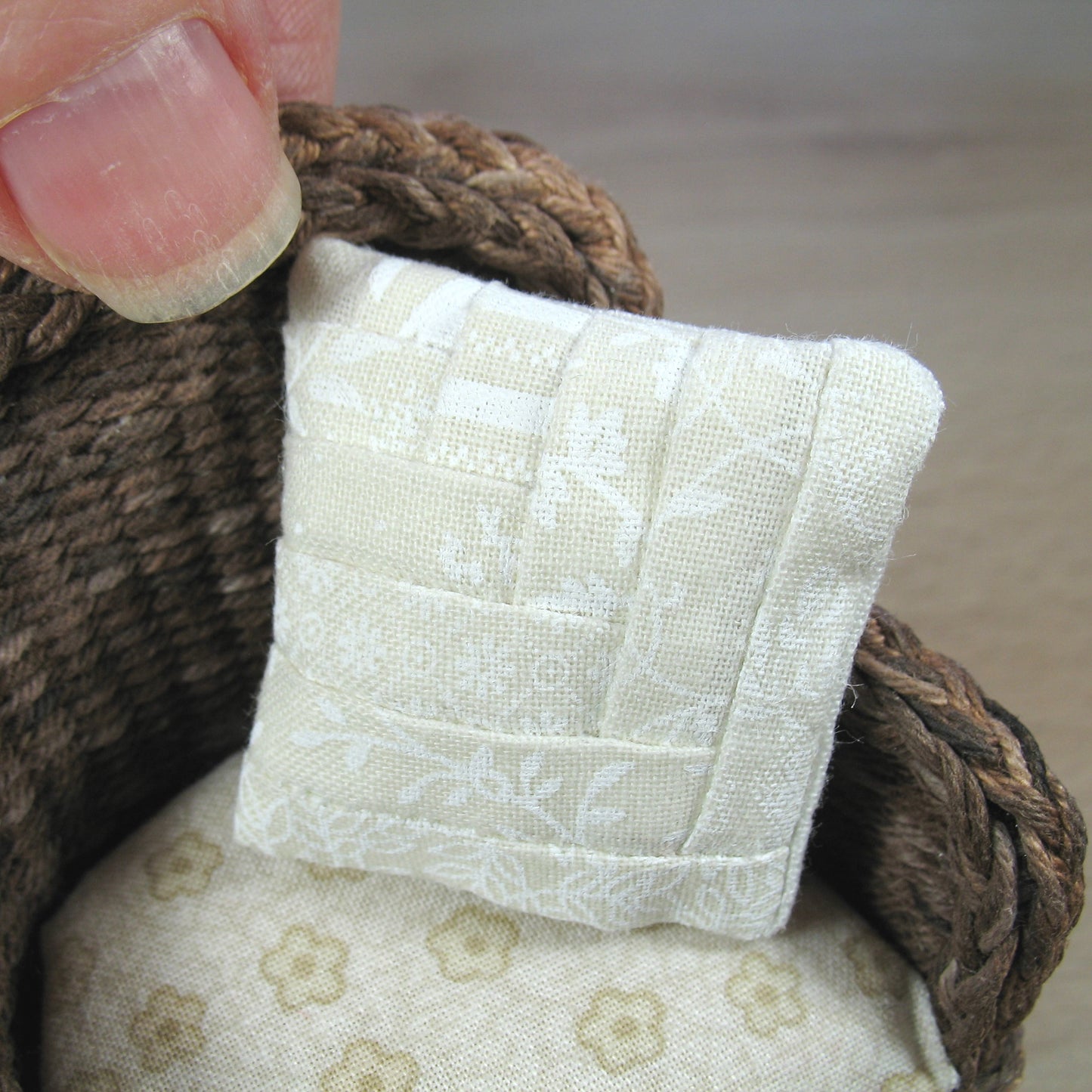 Cream and White Patchwork Cushion
