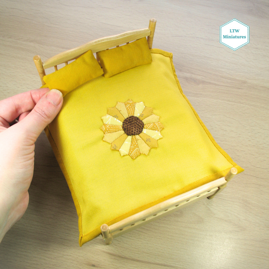 Sunflower Yellow Dollhouse Miniature Quilt - 1:12 Scale